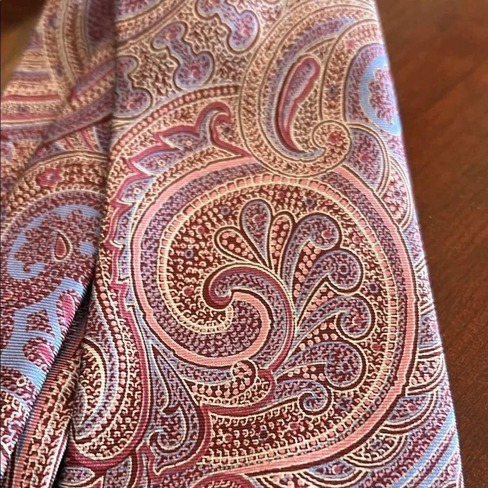 Vintage Paisley Silk Tie - Pink and Blue